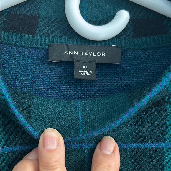 Ann Taylor Mock-neck Green Plaid Ease Sweater with Long Sleeves. EUC - Picture 2 of 6